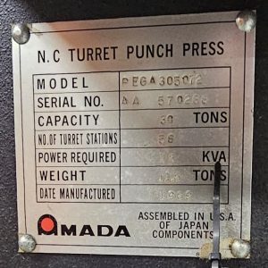 Amada N.C. Turret Punch Press For Sale